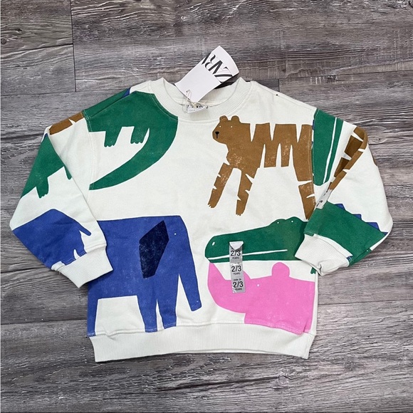ZARA Kids Multicolored ANIMAL SWEATSHIRT - Picture 2 of 6